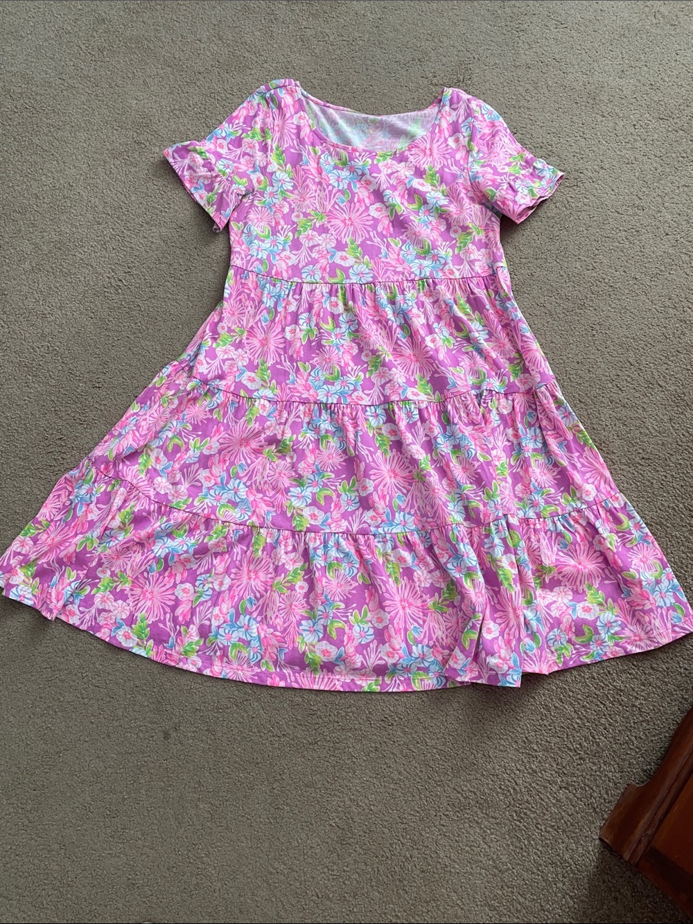 Lilly Pulitzer Bubblegum Pink Floral Tiered Mini Dress